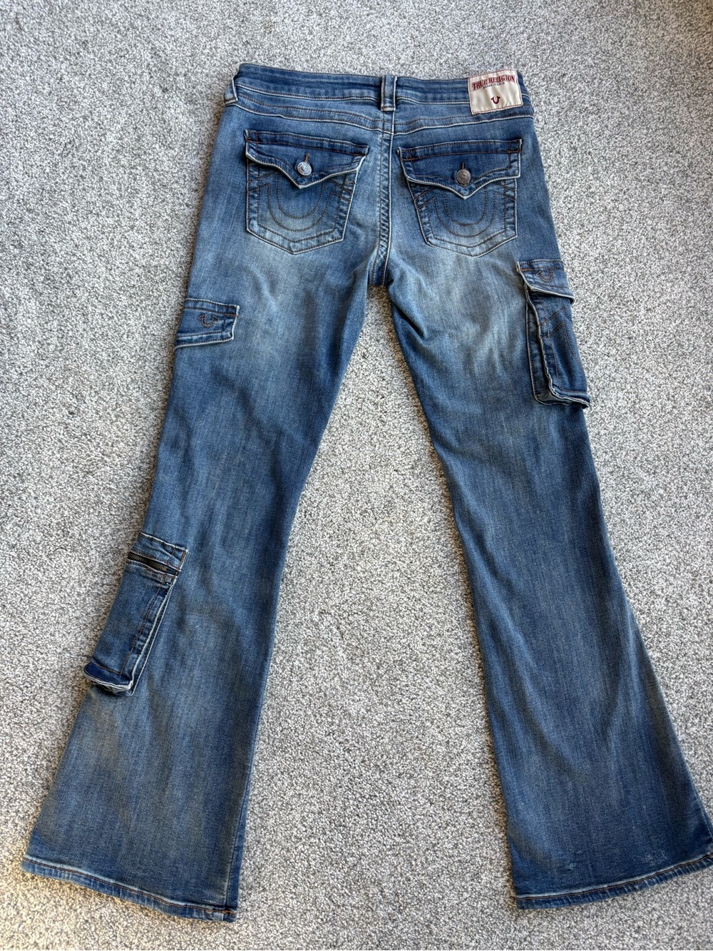 True Religion Becca Cargo Bootcut Jeans 30 Low Rise Y2K Rare Style - Picture 2 of 16